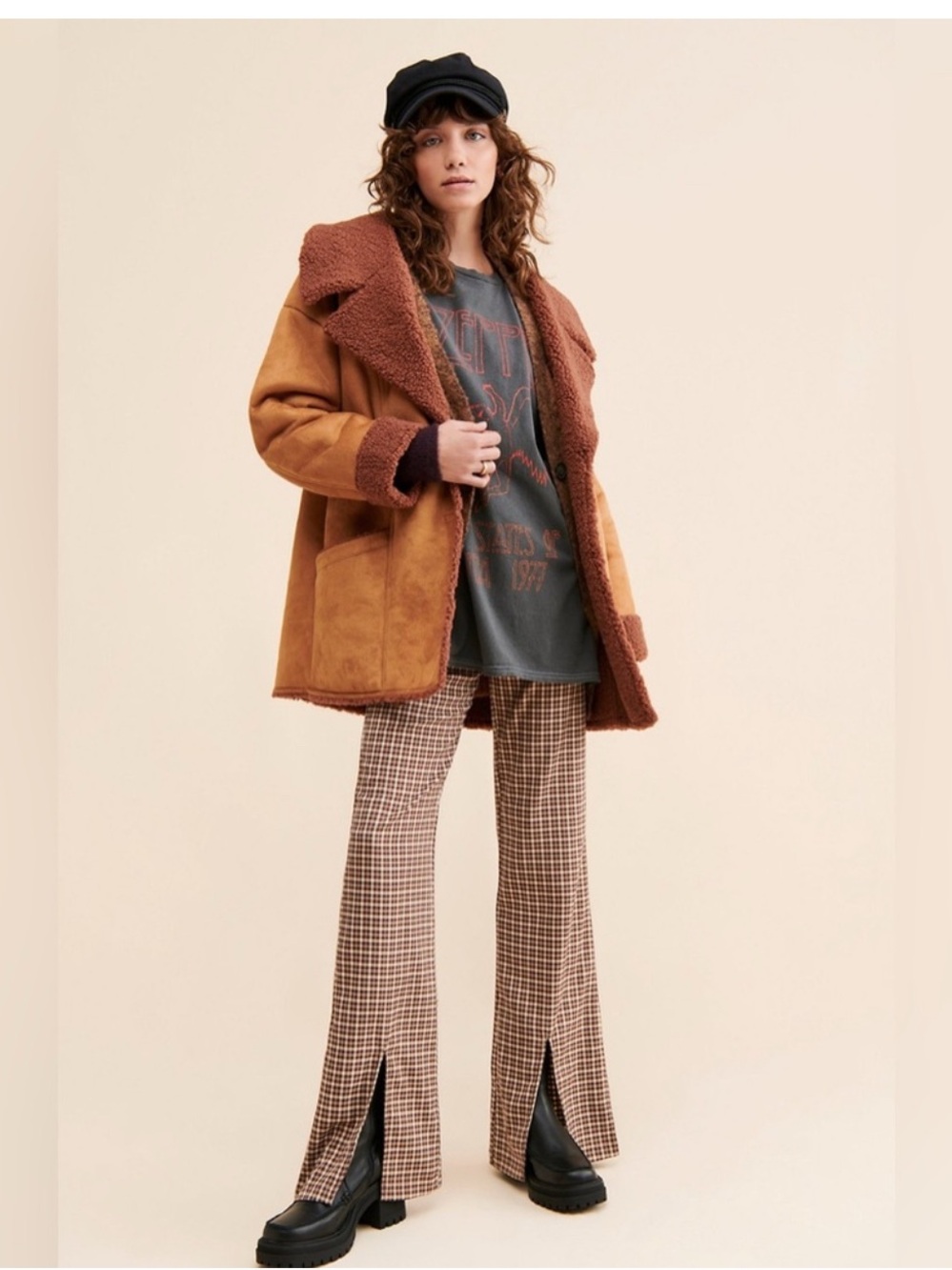 Free People Two-Tone Diogo Shearling Suede jacket